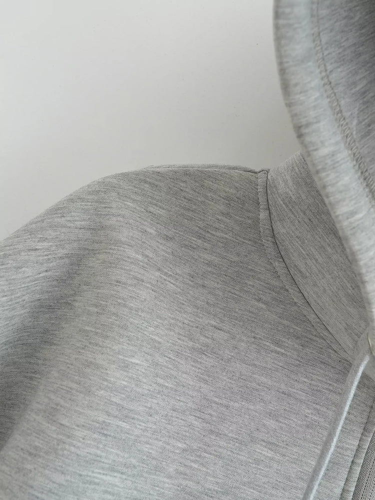 Gray Hooded Zip Jacket