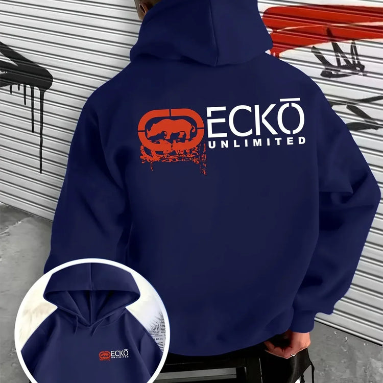 Men's Double-Print Hooded Sweatshirt Top