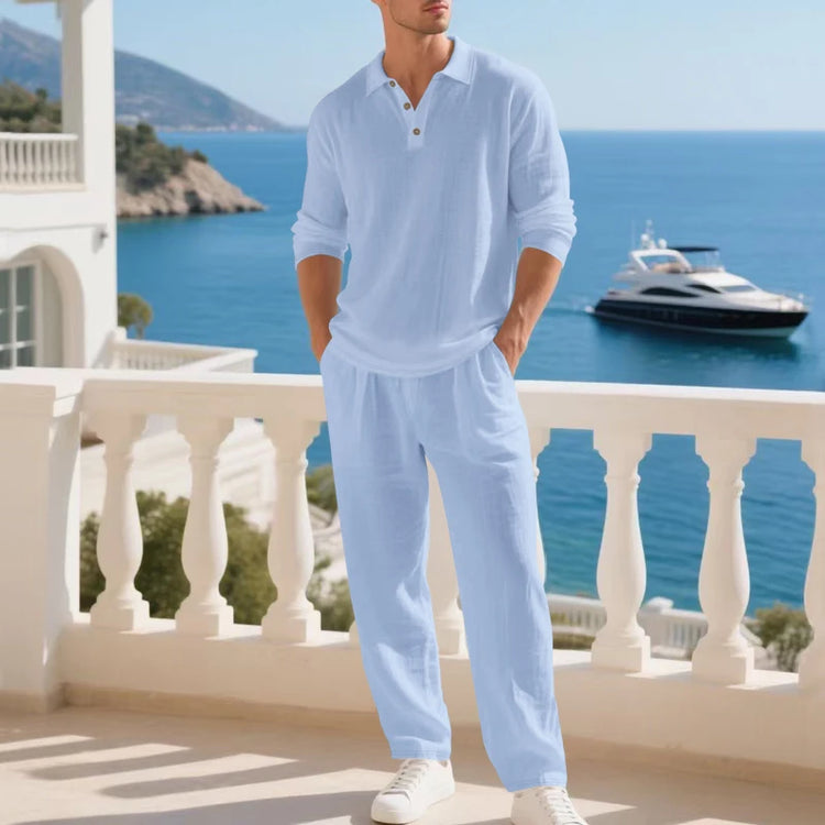 Men's Polo Shirt & Straight-Leg Pants Set