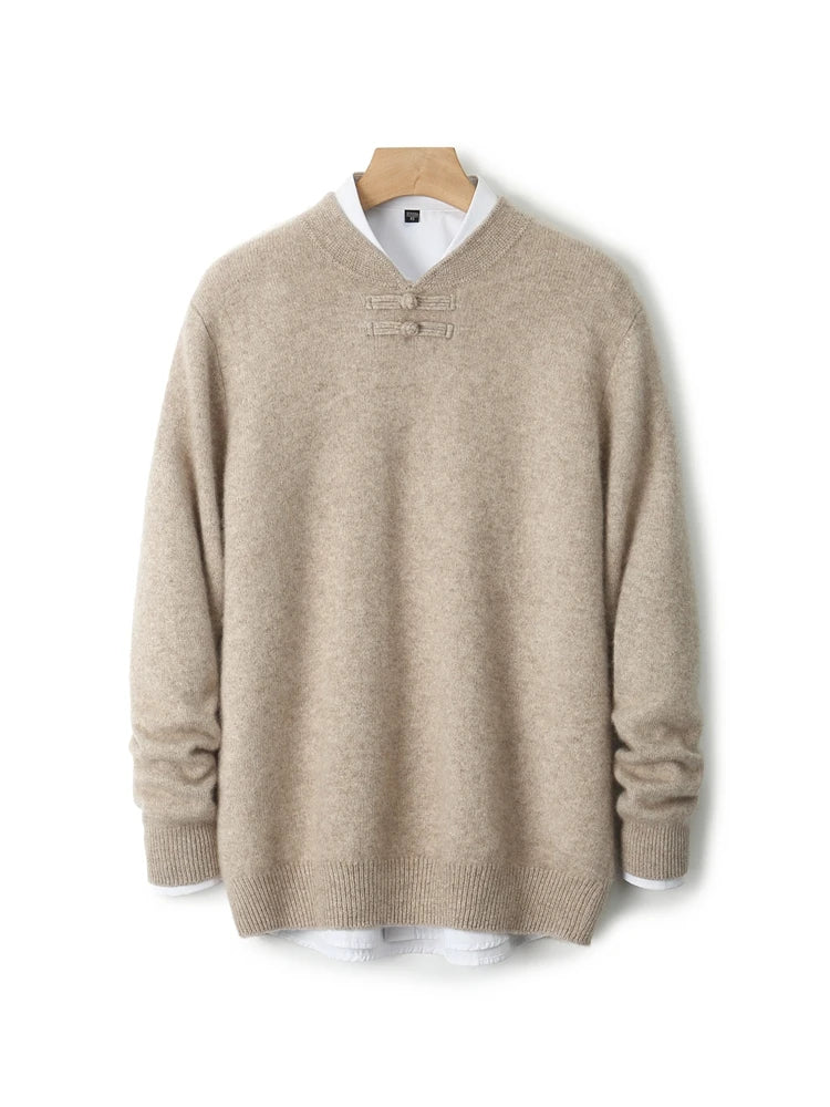 Men's Stand-Collar Button Sweater
