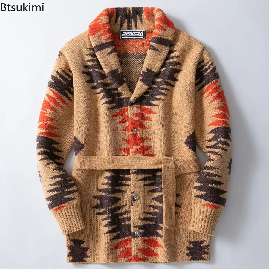 Men's Striped Jacquard Cardigan Sweater