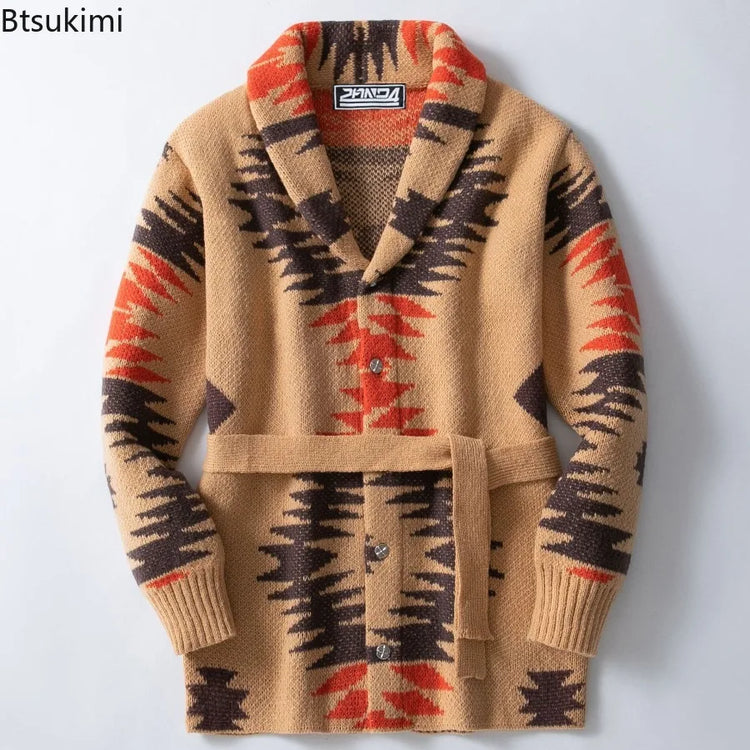 Men's Striped Jacquard Cardigan Sweater