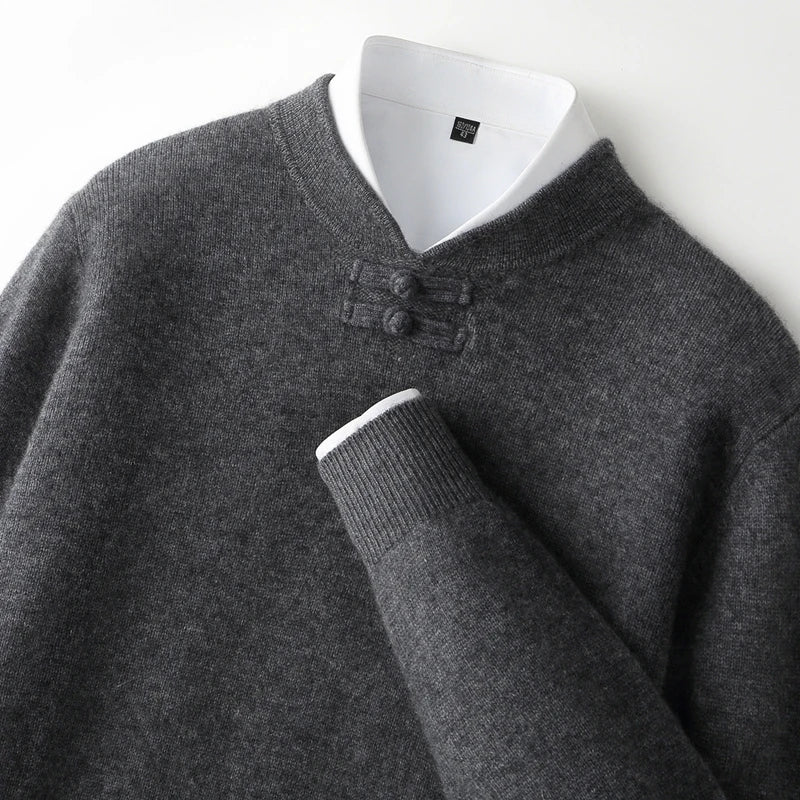 Men's Stand-Collar Button Sweater