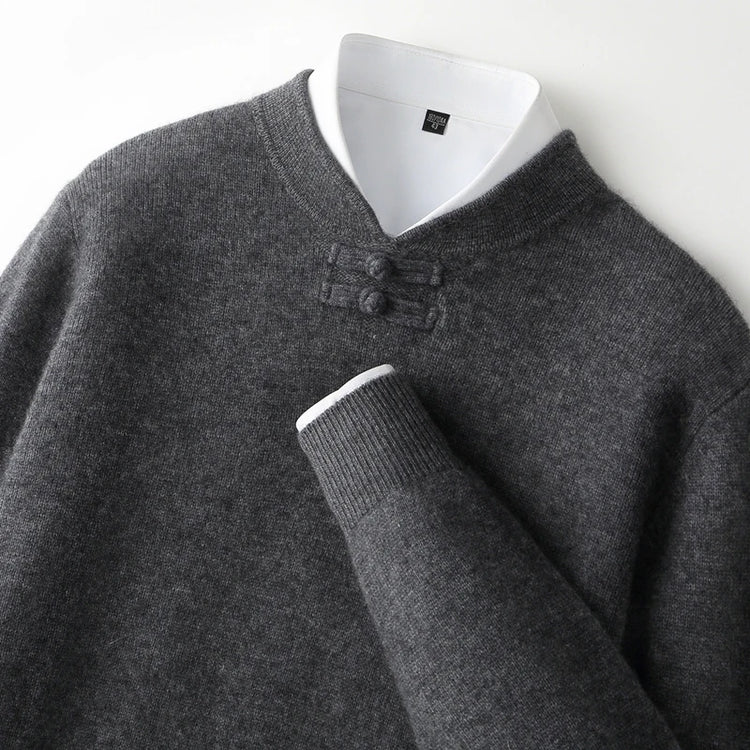 Men's Stand-Collar Button Sweater