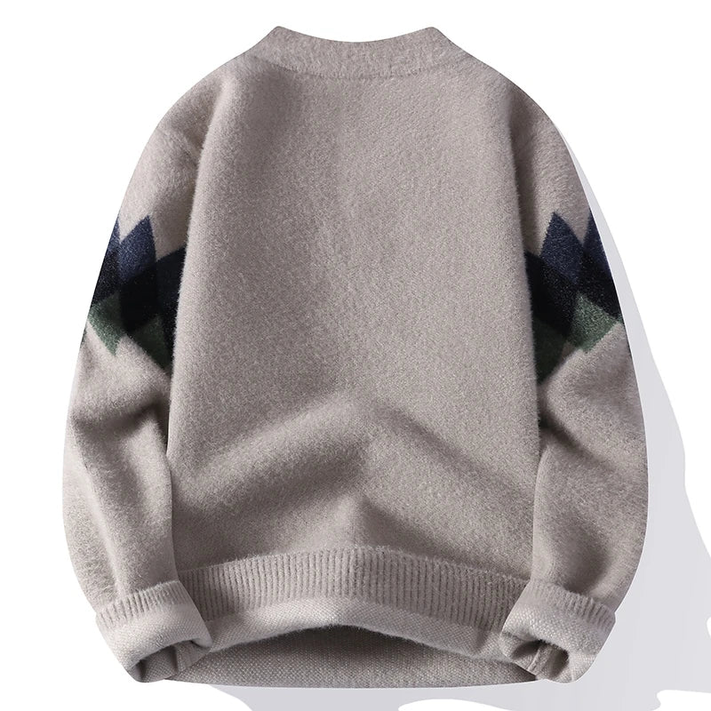 Men's Fuzzy Pattern Knit Sweater