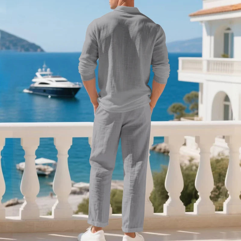 Men's Polo Shirt & Straight-Leg Pants Set