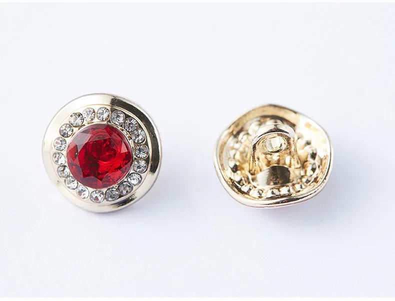 5pcs Fashionable Gemstone Buttons 11.5mm Small Luxurious Metal Shank Buttons Woman's Clothing Decorative Buttons