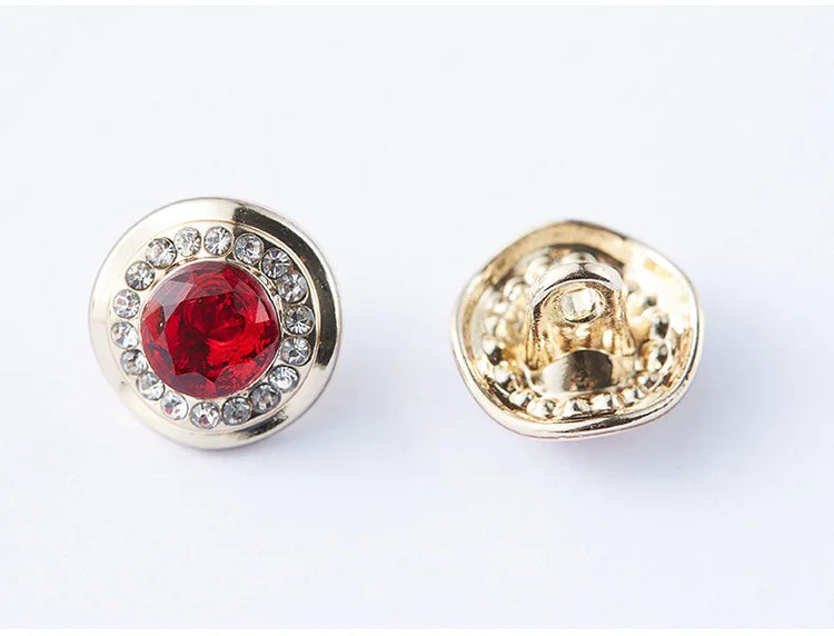 5pcs Fashionable Gemstone Buttons 11.5mm Small Luxurious Metal Shank Buttons Woman's Clothing Decorative Buttons