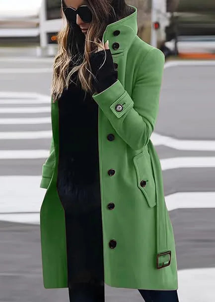 Stand-Collar Midi Coat