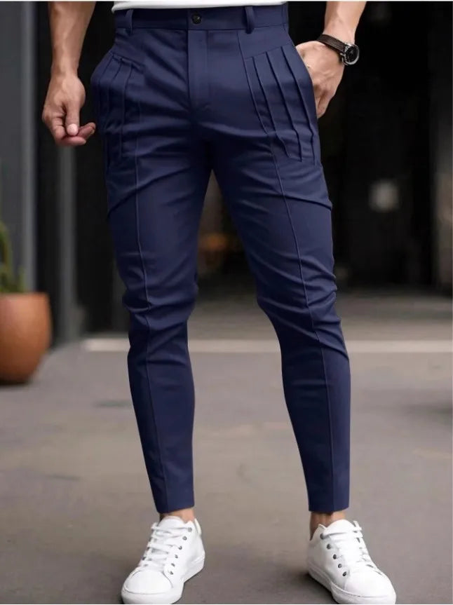 Men's Pleated Slim-Fit Pants