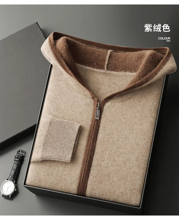 Men's Hooded Zip Cardigan Sweater