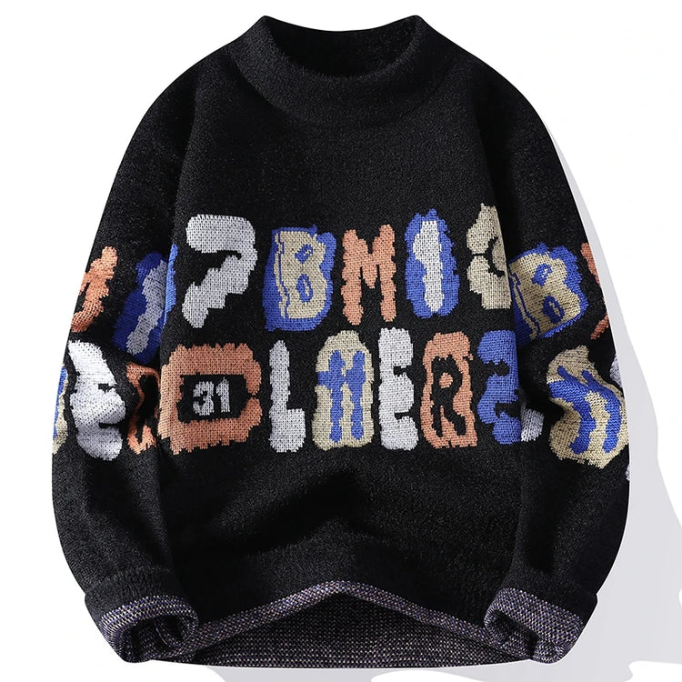 Men's Fuzzy Pattern Knit Sweater