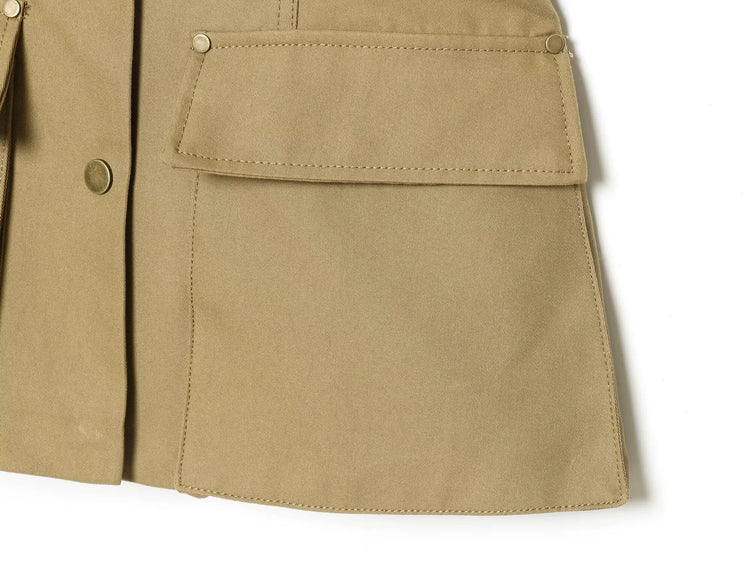 Stand-Collar Single-Breasted Jacket