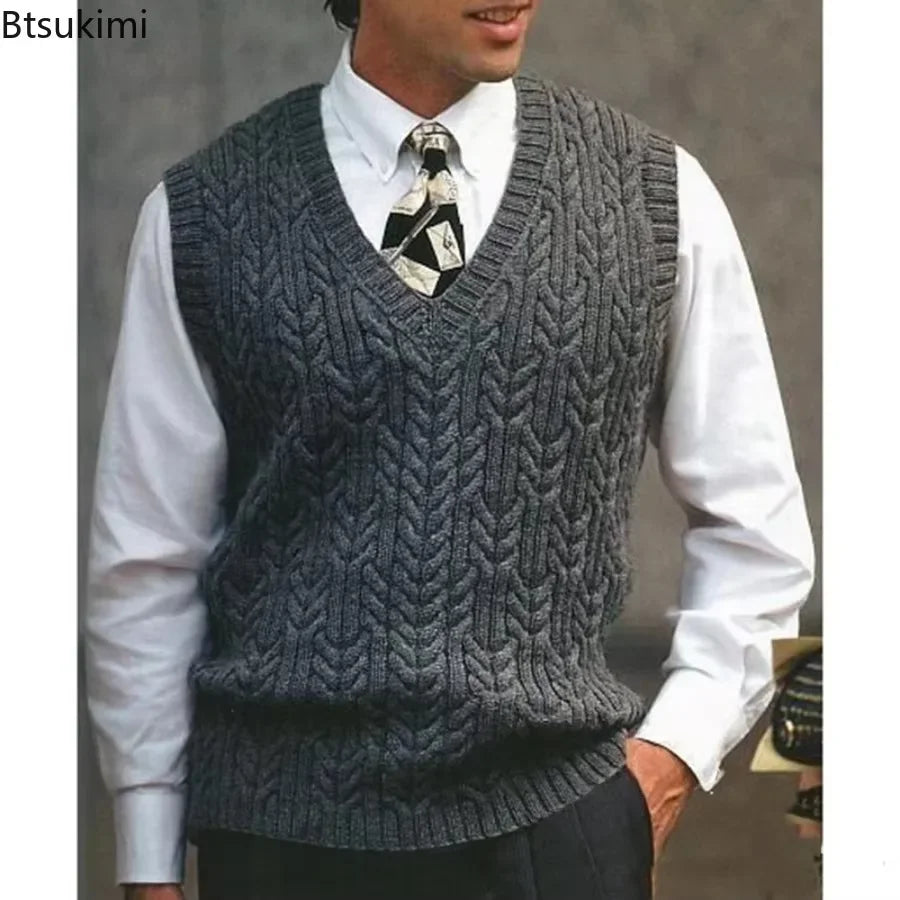 Men's Fleece V-Neck Sweater Vest