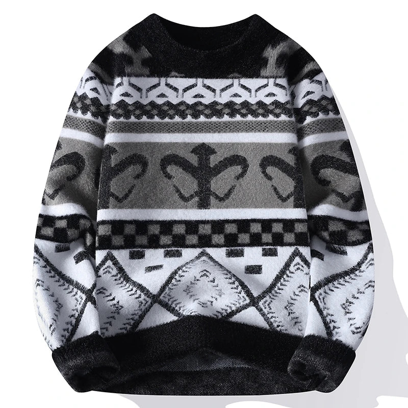 Men's Fuzzy Pattern Knit Sweater