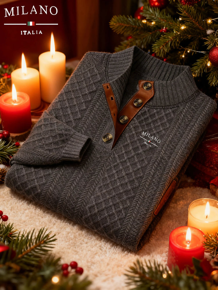 Men's Henley Hooded Knit Sweater