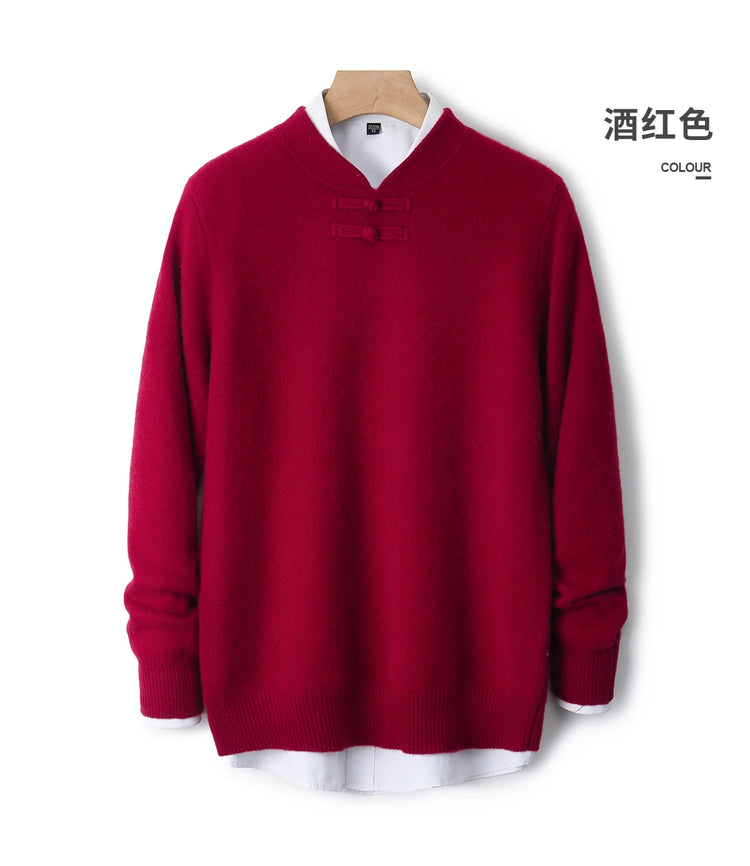 Men's Stand-Collar Button Sweater