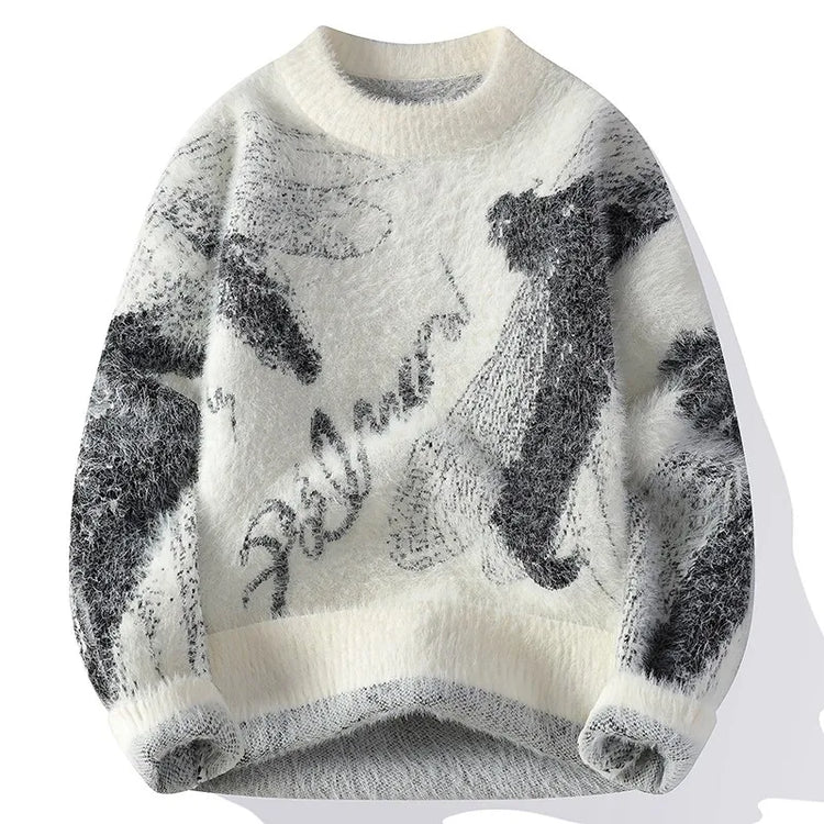 Men's Fuzzy Pattern Knit Sweater