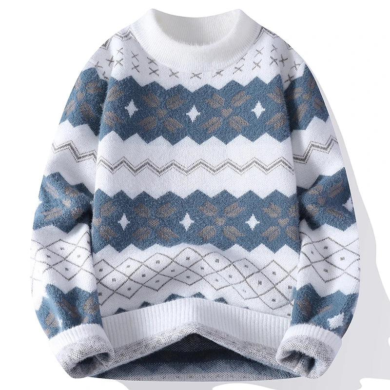 Men's Fuzzy Pattern Knit Sweater