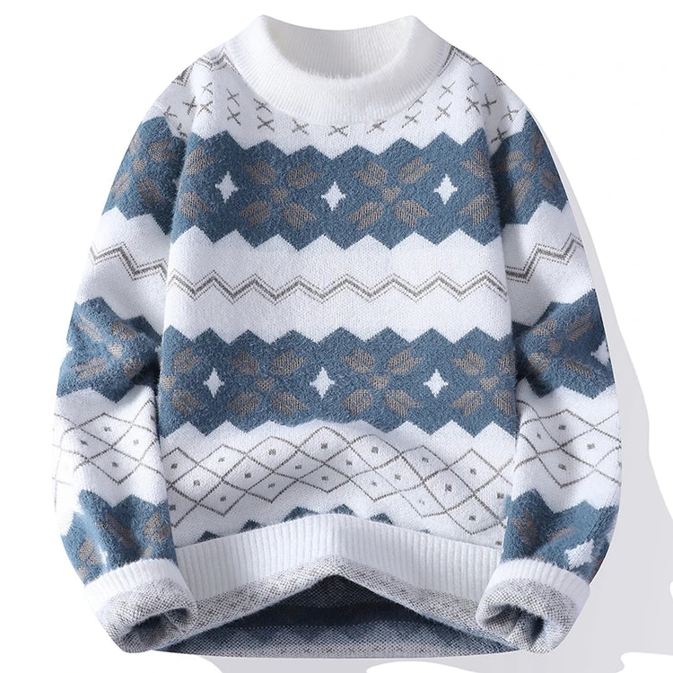 Men's Fuzzy Pattern Knit Sweater
