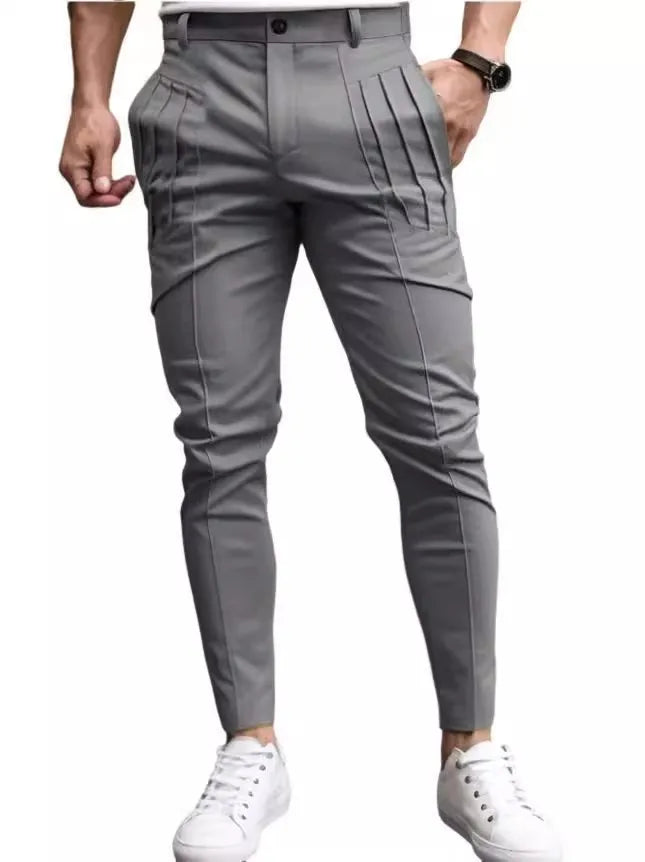 Men's Pleated Slim-Fit Pants