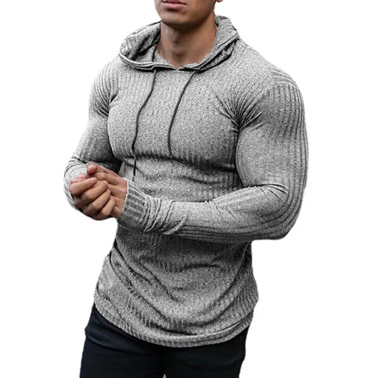 Men's Ribbed Knit Hoodie Sweater