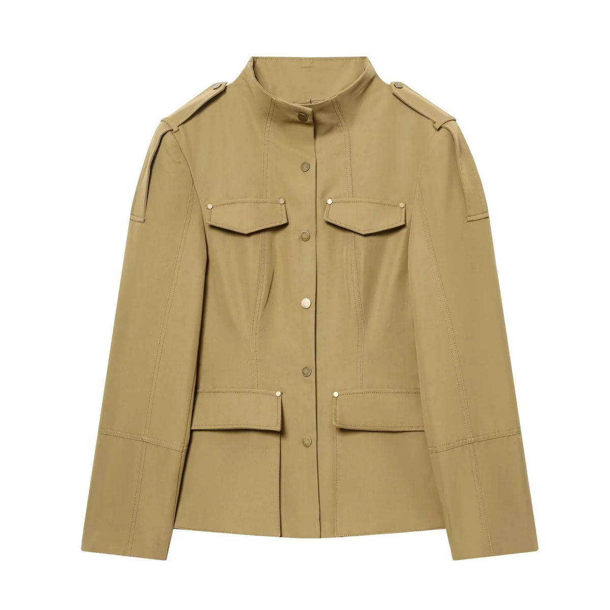Stand-Collar Single-Breasted Jacket