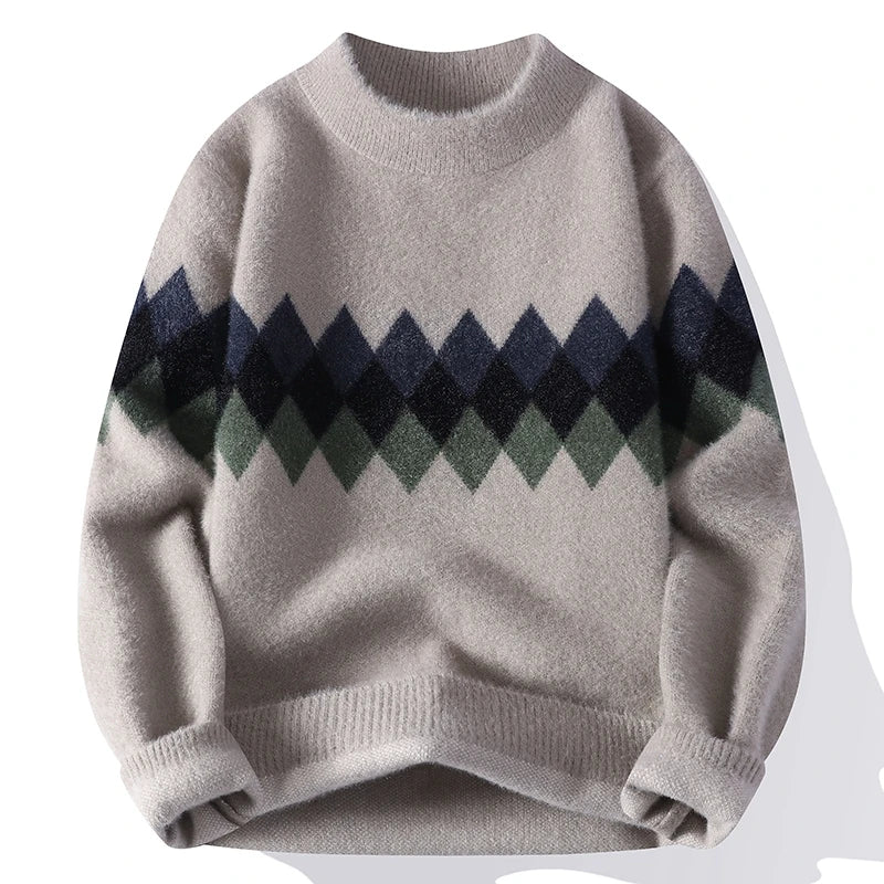 Men's Fuzzy Pattern Knit Sweater
