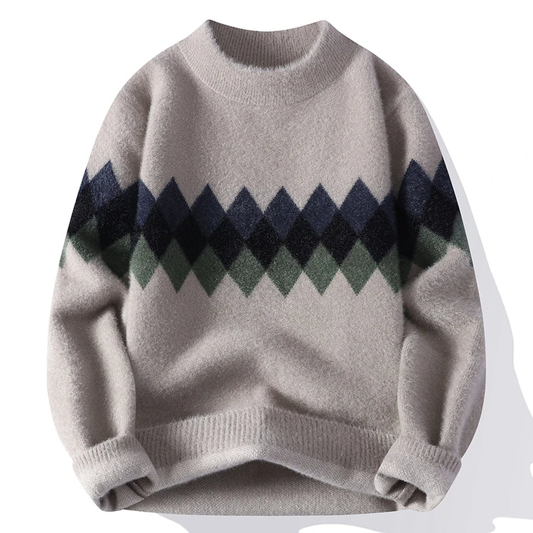 Men's Fuzzy Pattern Knit Sweater