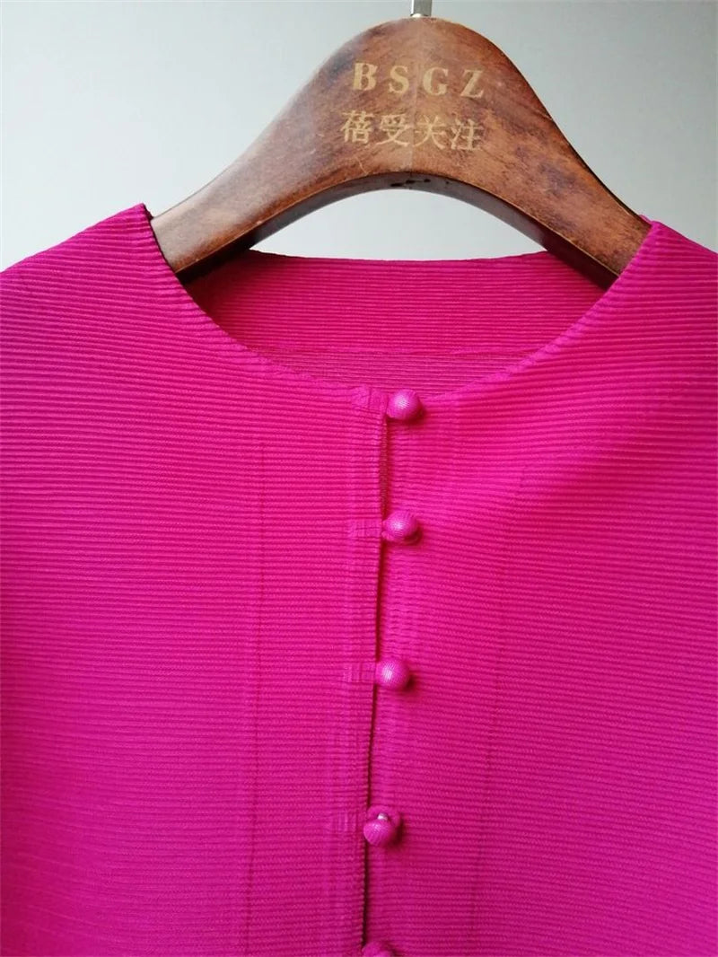 Pleated Bat-Sleeve Cropped Jacket