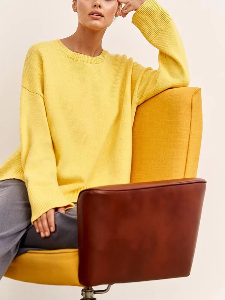Oversized Crewneck Knit Sweater