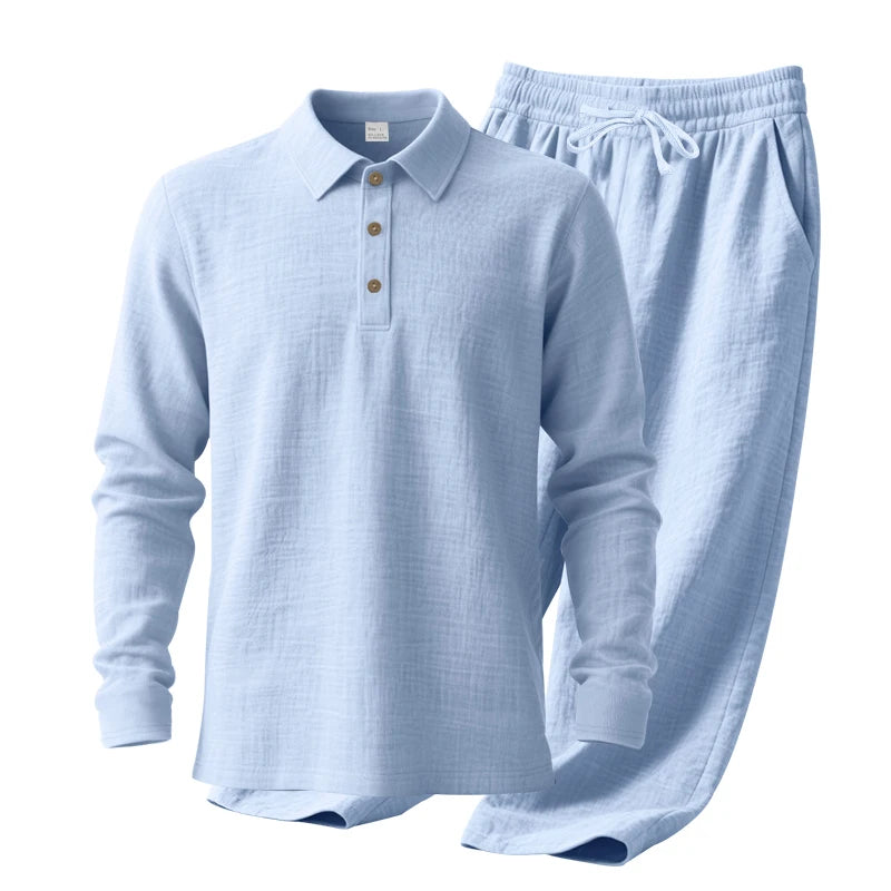 Men's Polo Shirt & Straight-Leg Pants Set