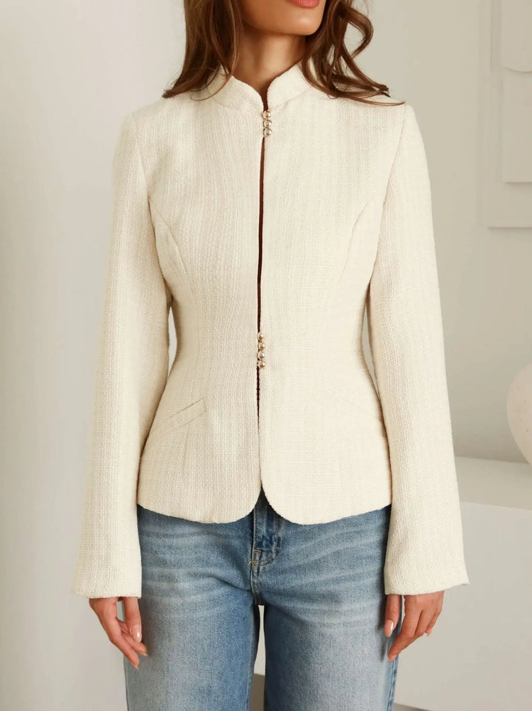 Stand-Collar Slim Blazer Jacket
