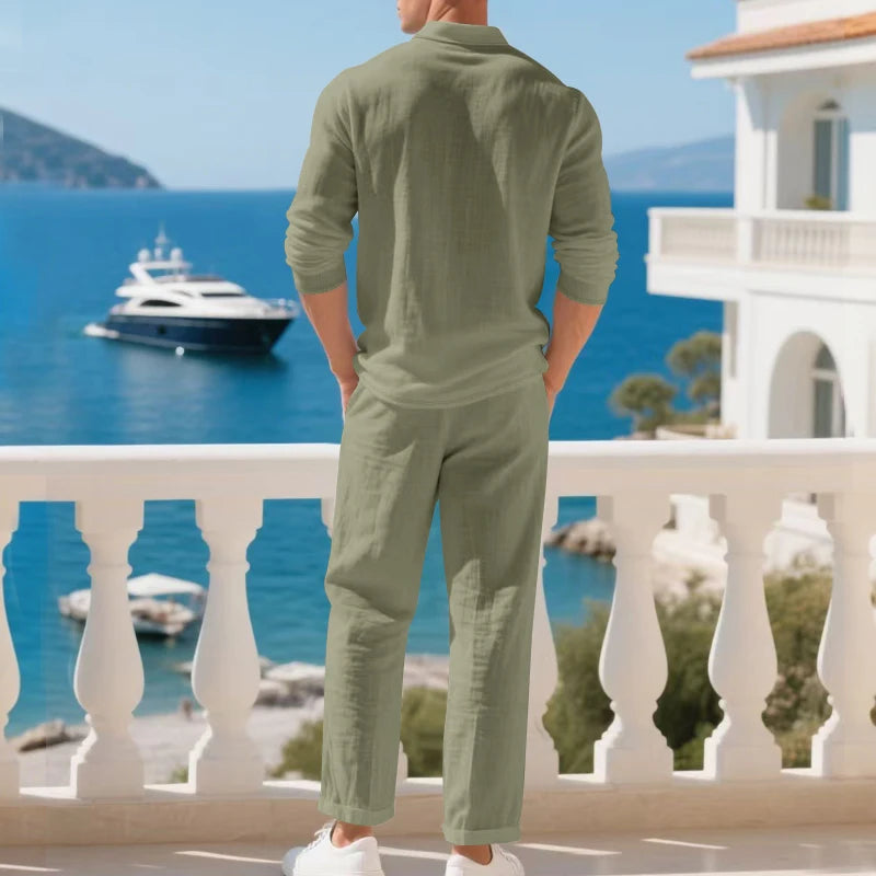 Men's Polo Shirt & Straight-Leg Pants Set