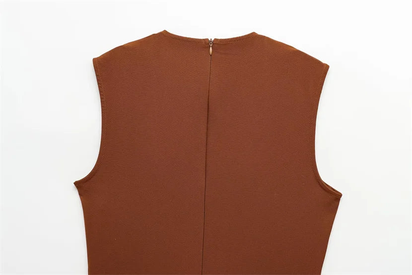 Button-Up Sleeveless Long Dress