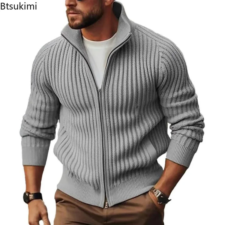 Men's Zip-Up Knit Cardigan Sweater