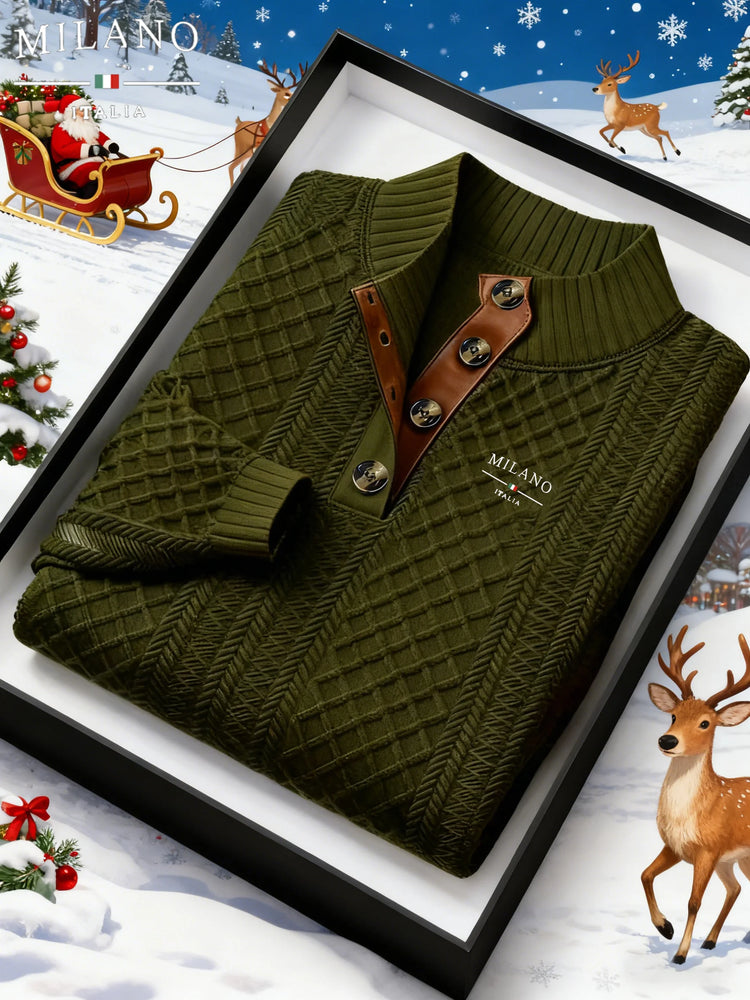 Men's Henley Hooded Knit Sweater