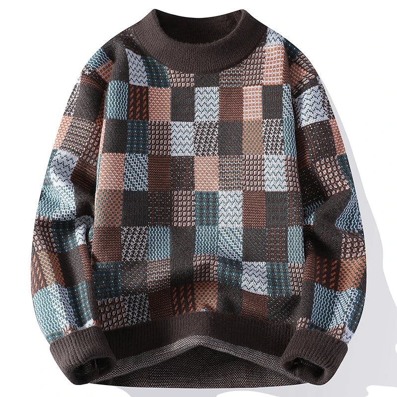 Men's Fuzzy Pattern Knit Sweater