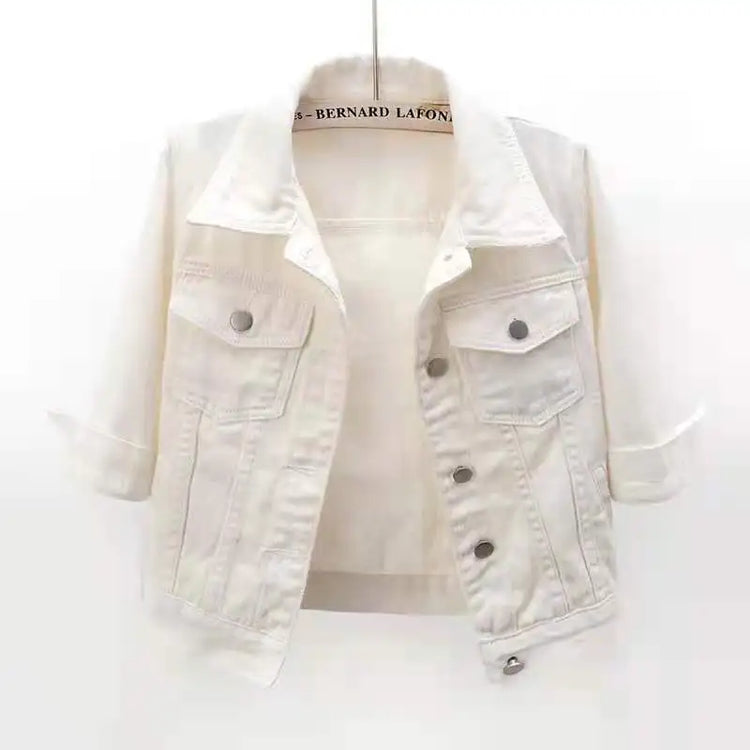 Denim Jacket Women 2023 Three Quarter Sleeves Jean Jacket Woman  Comfortable Denim Coat Chaqueta Vaquera Mujer Veste Jeans Femme
