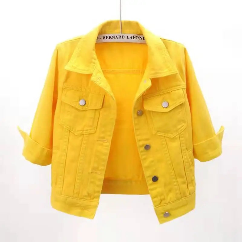 Denim Jacket Women 2023 Three Quarter Sleeves Jean Jacket Woman  Comfortable Denim Coat Chaqueta Vaquera Mujer Veste Jeans Femme