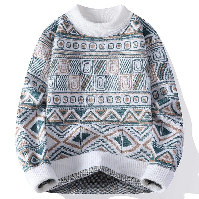 Men's Fuzzy Pattern Knit Sweater