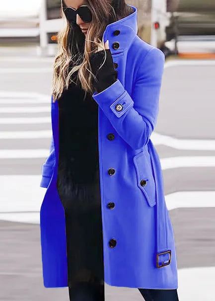Women's New Woolen Coat Outerwears Autumn Winter Warm Female Jackets Wool Midi Loose Stand Collar Jacket Women's Clothes