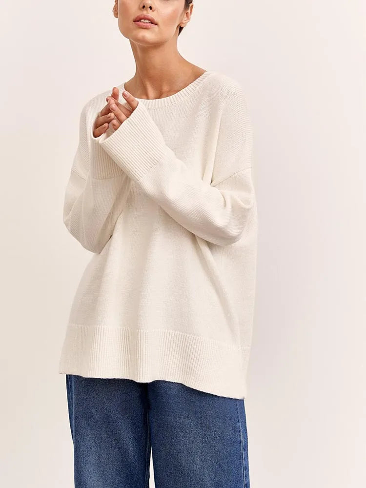 Oversized Crewneck Knit Sweater