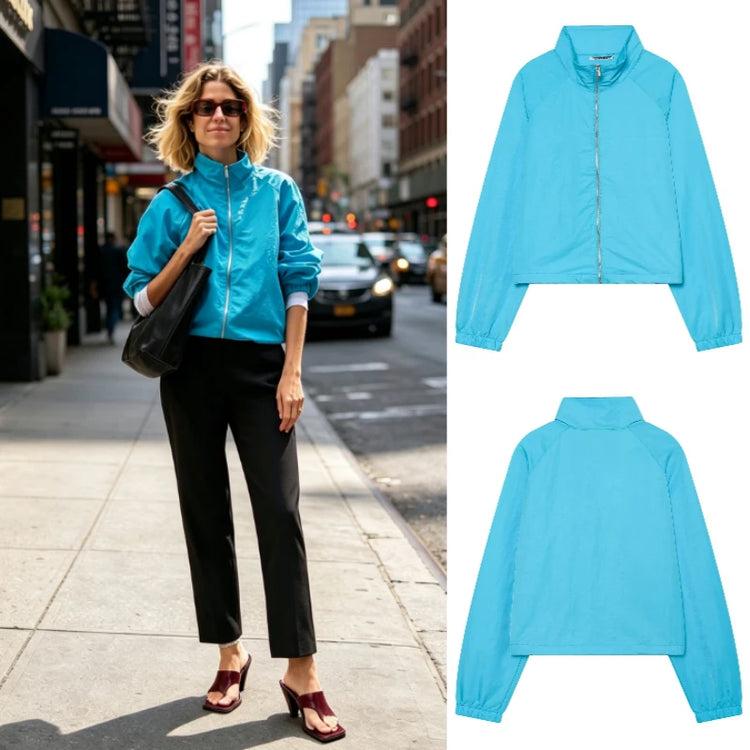 Stand-Collar Zip Pocket Jacket