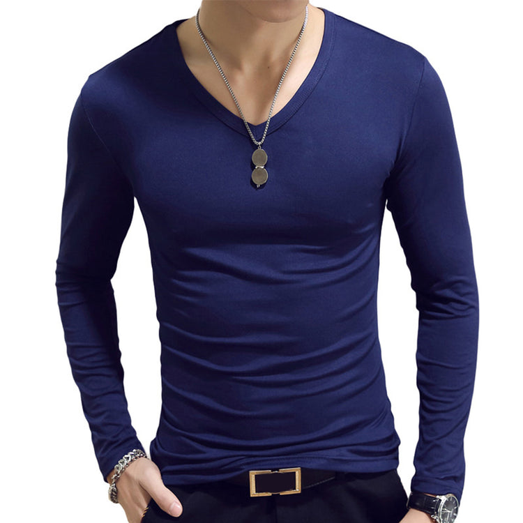 Men's Slim V-Neck Long-Sleeve T-Shirt