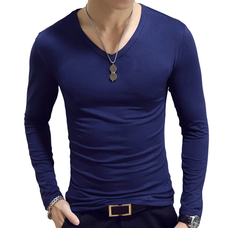 Men's Slim V-Neck Long-Sleeve T-Shirt
