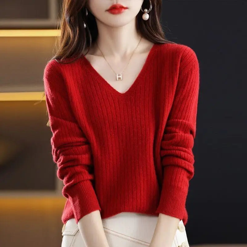 Classic V-Neck Knit Sweater