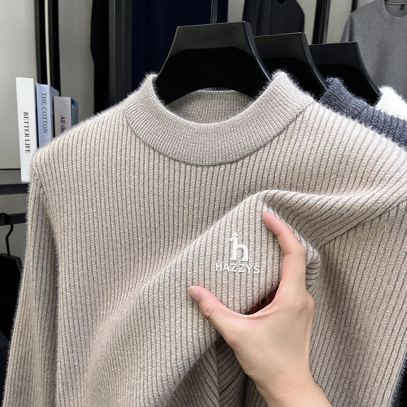 Men's Semi-High Neck Knit Sweater