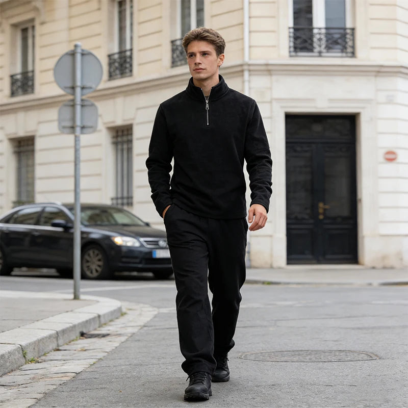 Men's Zip-Neck Fleece Hoodie Sweatshirt
