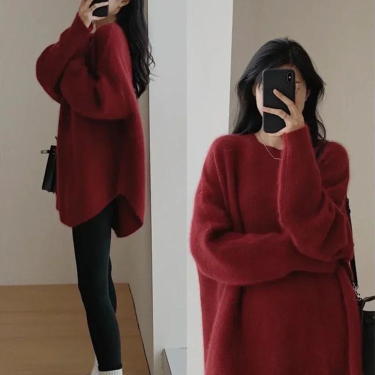 Long Red Knit Sweater